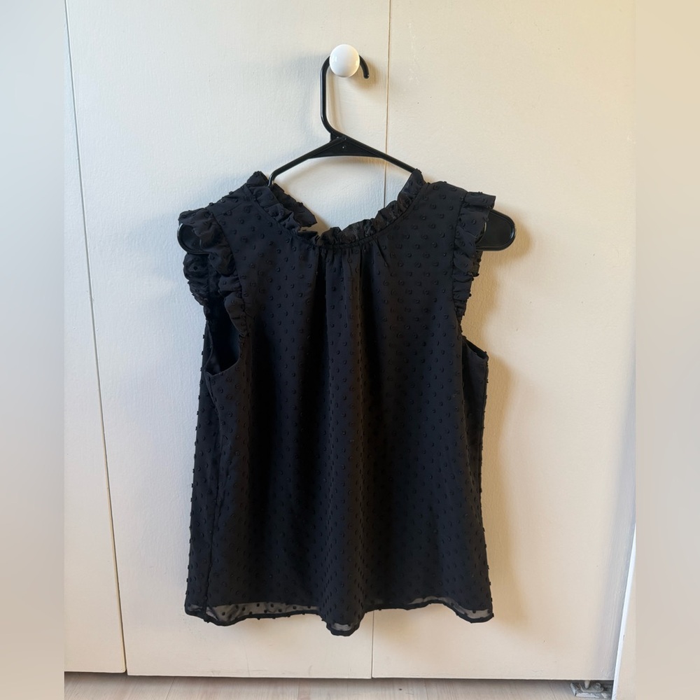 J. Crew Black Ruffle Sleeve Blouse